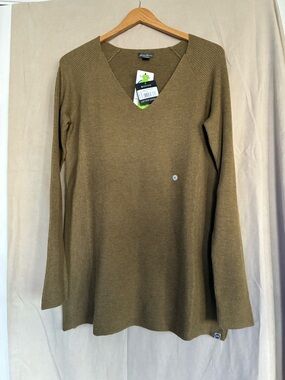 Eddie Bauer Olive Knit V-Neck Sweater